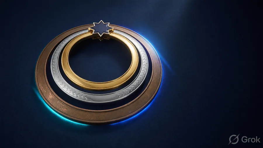 VIP tier badges on a navy background